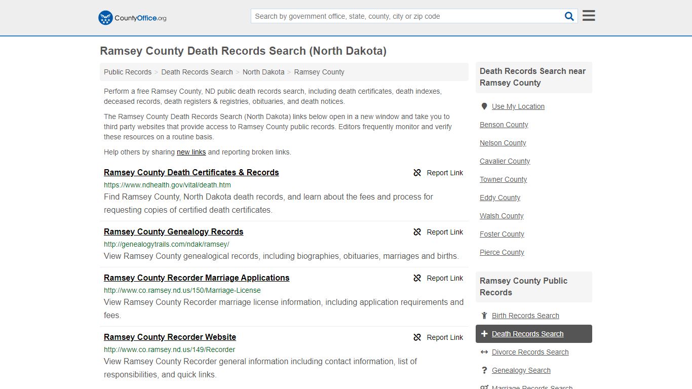 Death Records Search - Ramsey County, ND (Death ...