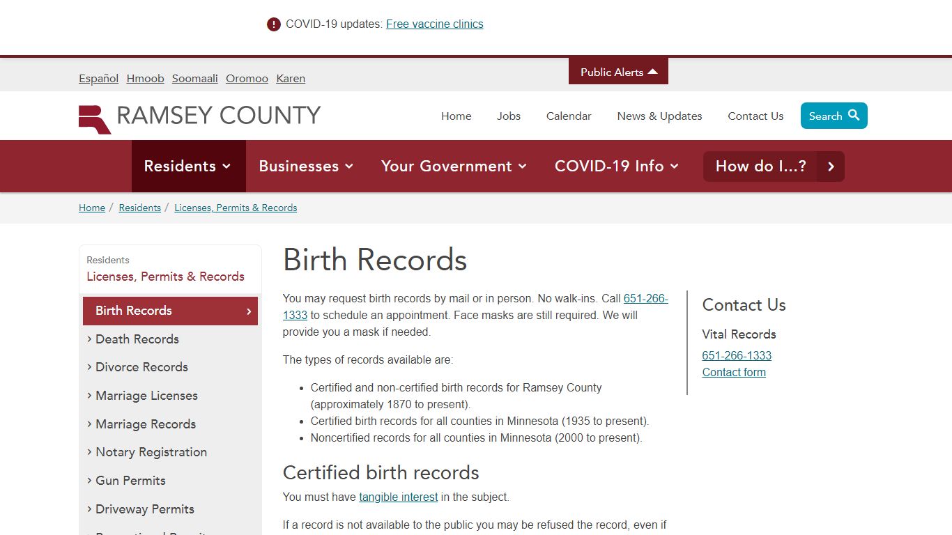 Birth Records | Ramsey County